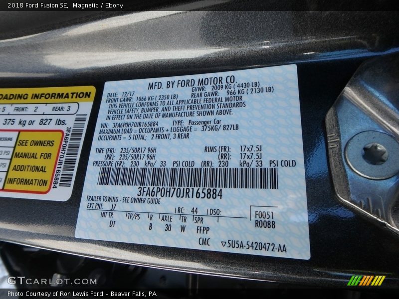 Magnetic / Ebony 2018 Ford Fusion SE