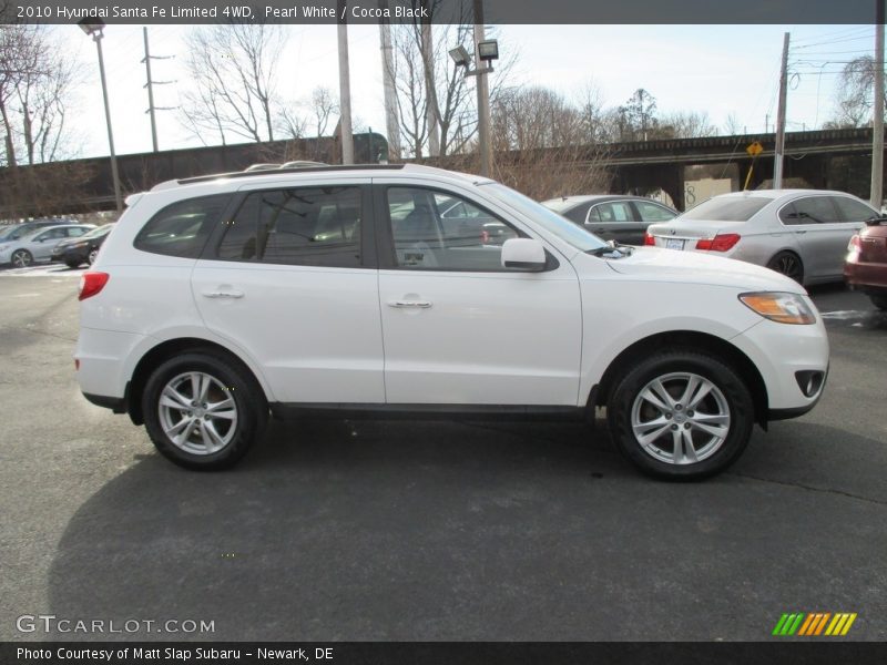 Pearl White / Cocoa Black 2010 Hyundai Santa Fe Limited 4WD