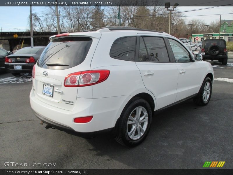 Pearl White / Cocoa Black 2010 Hyundai Santa Fe Limited 4WD