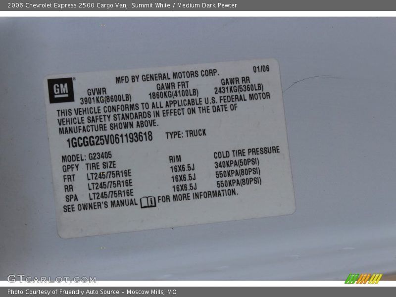 Summit White / Medium Dark Pewter 2006 Chevrolet Express 2500 Cargo Van