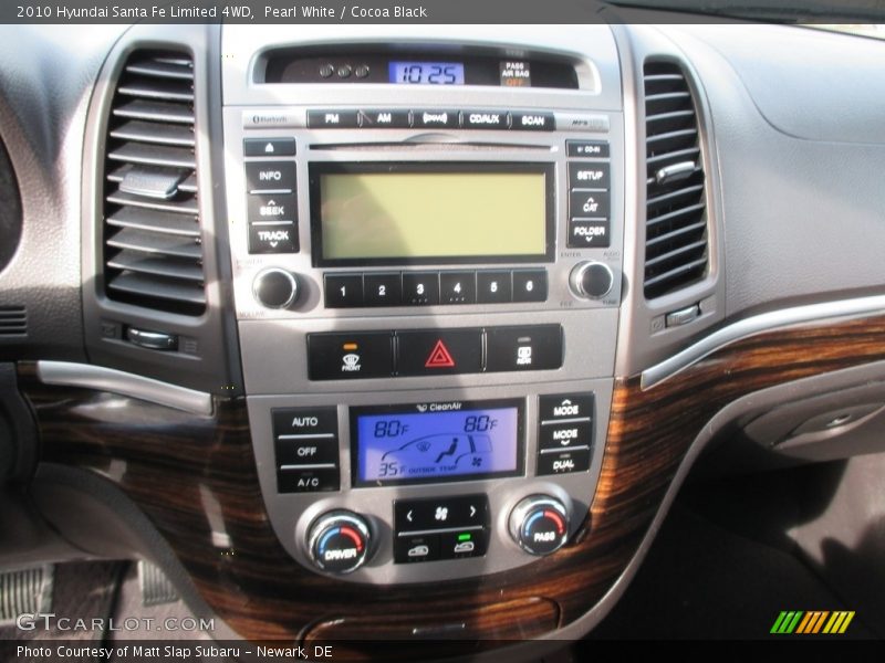 Pearl White / Cocoa Black 2010 Hyundai Santa Fe Limited 4WD