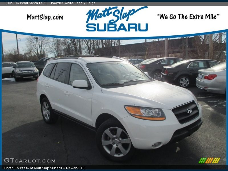Powder White Pearl / Beige 2009 Hyundai Santa Fe SE