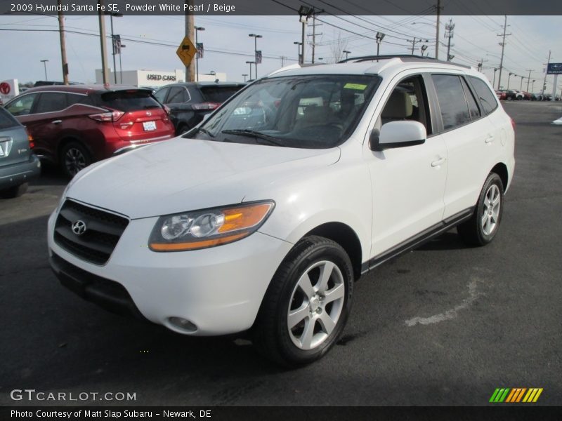Powder White Pearl / Beige 2009 Hyundai Santa Fe SE
