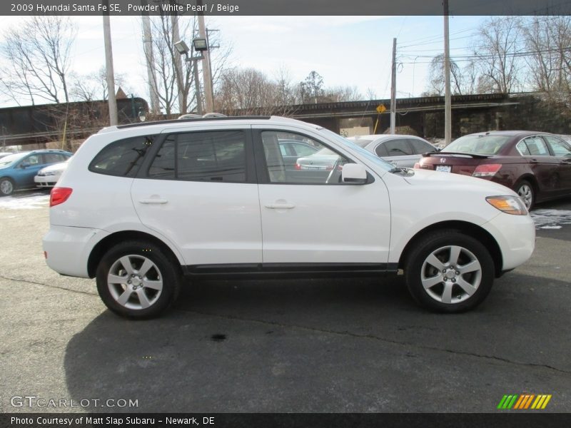 Powder White Pearl / Beige 2009 Hyundai Santa Fe SE