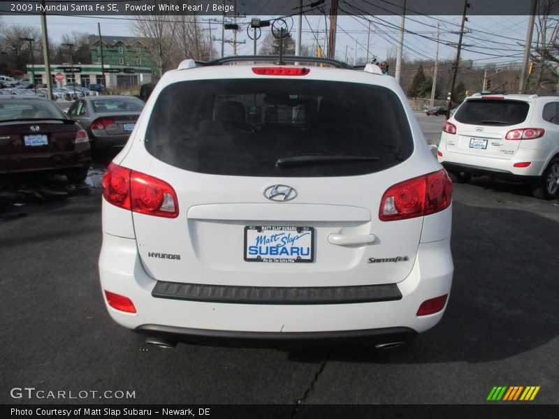 Powder White Pearl / Beige 2009 Hyundai Santa Fe SE