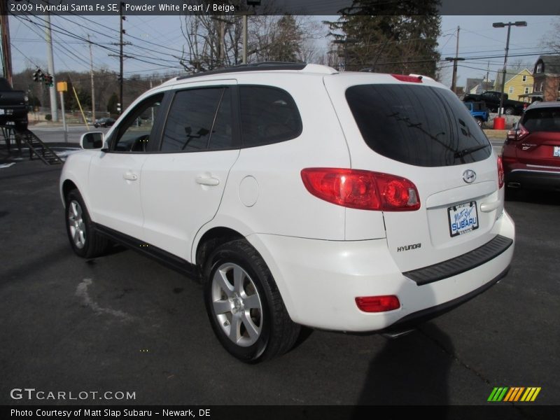 Powder White Pearl / Beige 2009 Hyundai Santa Fe SE