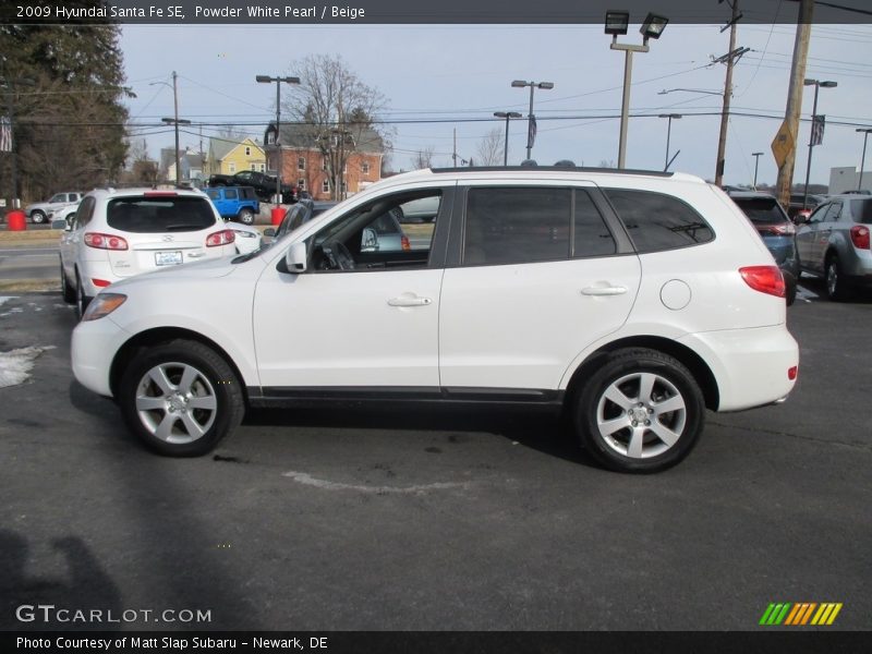 Powder White Pearl / Beige 2009 Hyundai Santa Fe SE