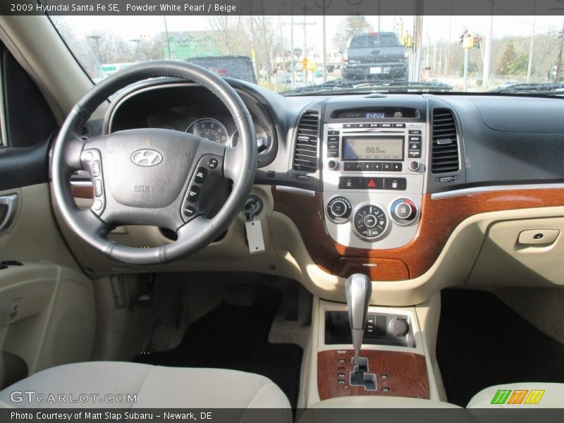 Powder White Pearl / Beige 2009 Hyundai Santa Fe SE