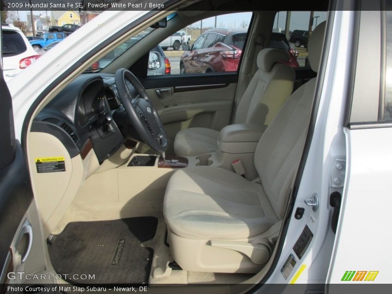 Powder White Pearl / Beige 2009 Hyundai Santa Fe SE