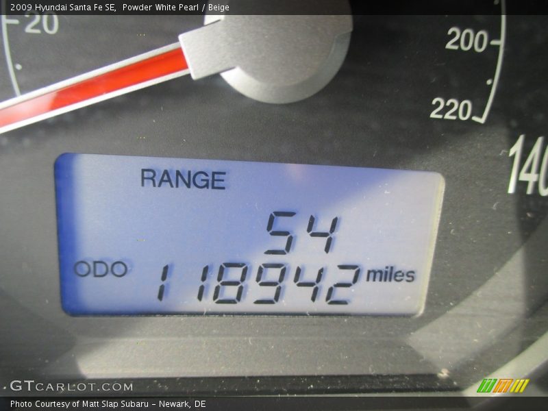 Powder White Pearl / Beige 2009 Hyundai Santa Fe SE