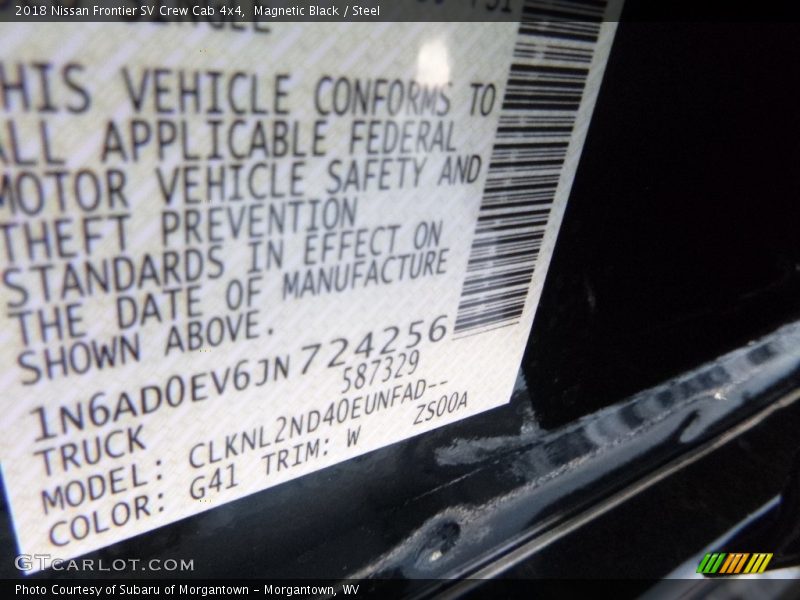 Magnetic Black / Steel 2018 Nissan Frontier SV Crew Cab 4x4