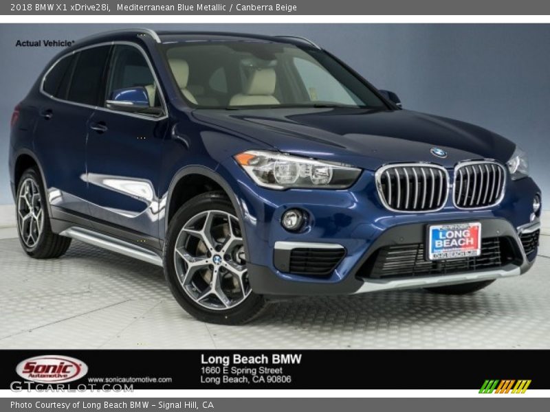 Mediterranean Blue Metallic / Canberra Beige 2018 BMW X1 xDrive28i