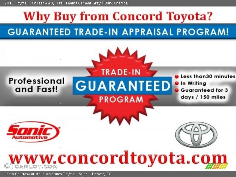 Trail Teams Cement Gray / Dark Charcoal 2013 Toyota FJ Cruiser 4WD