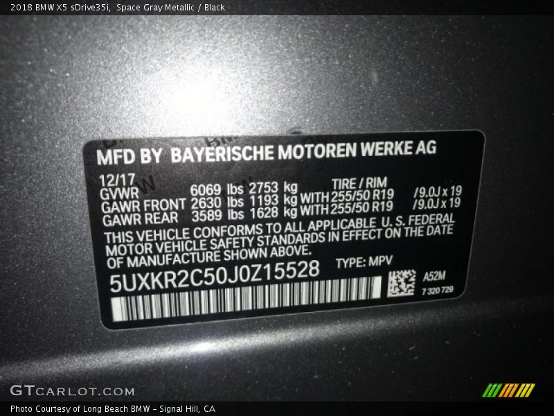 Space Gray Metallic / Black 2018 BMW X5 sDrive35i