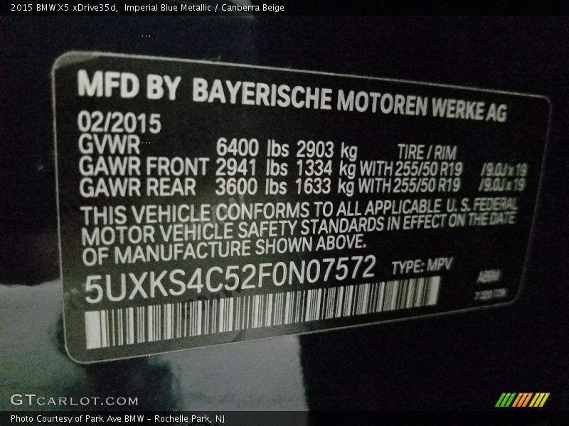 Imperial Blue Metallic / Canberra Beige 2015 BMW X5 xDrive35d