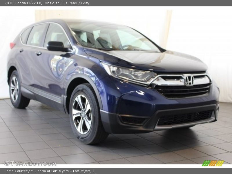 Obsidian Blue Pearl / Gray 2018 Honda CR-V LX