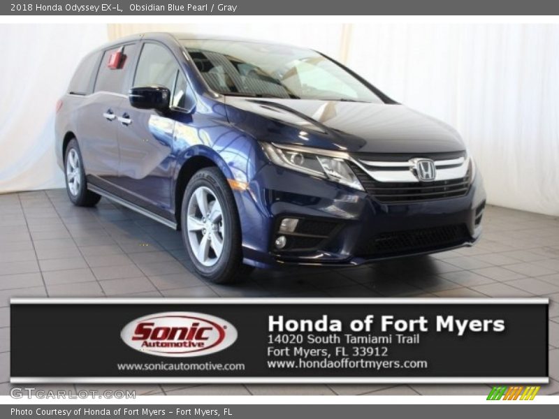 Obsidian Blue Pearl / Gray 2018 Honda Odyssey EX-L