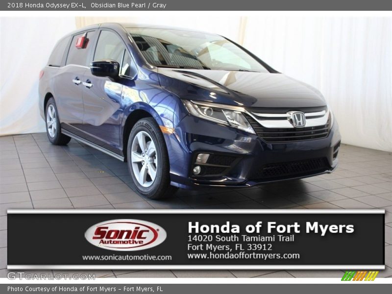 Obsidian Blue Pearl / Gray 2018 Honda Odyssey EX-L