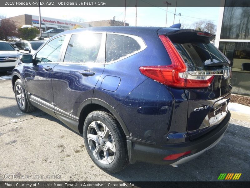 Obsidian Blue Pearl / Gray 2018 Honda CR-V EX AWD