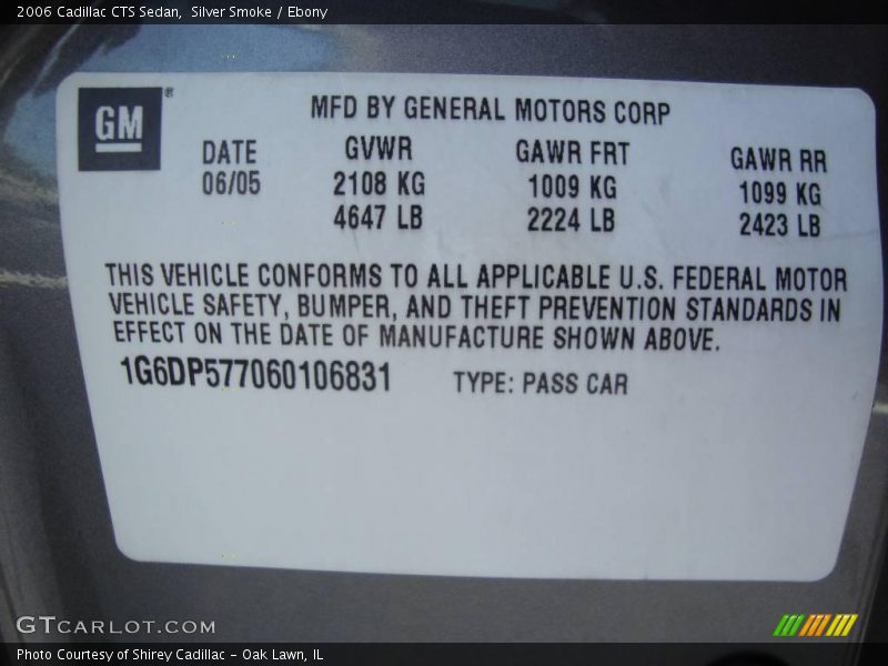 Silver Smoke / Ebony 2006 Cadillac CTS Sedan