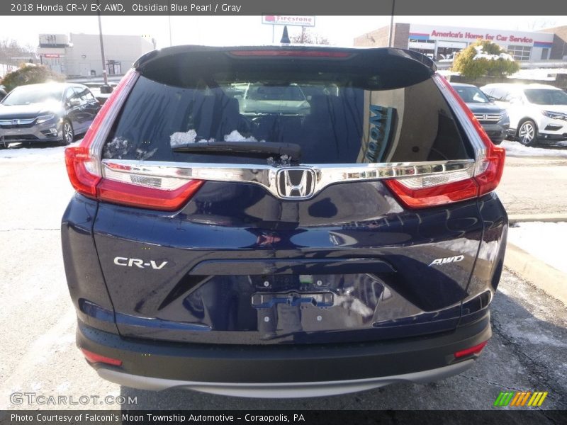 Obsidian Blue Pearl / Gray 2018 Honda CR-V EX AWD