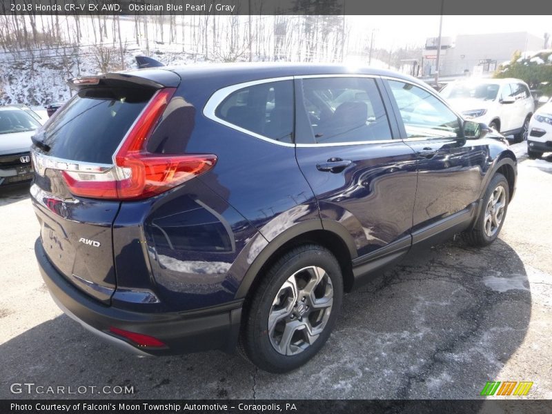 Obsidian Blue Pearl / Gray 2018 Honda CR-V EX AWD