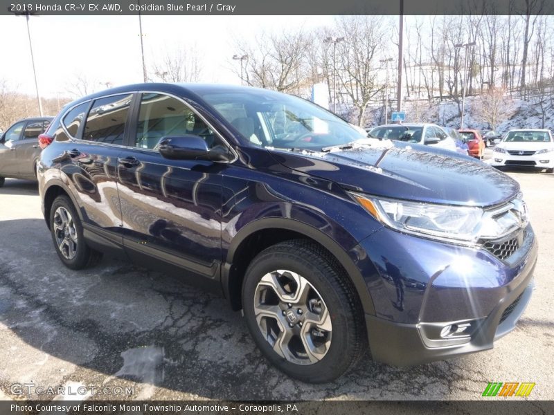 Obsidian Blue Pearl / Gray 2018 Honda CR-V EX AWD