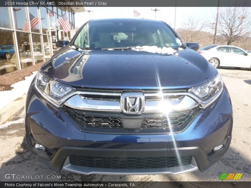Obsidian Blue Pearl / Gray 2018 Honda CR-V EX AWD