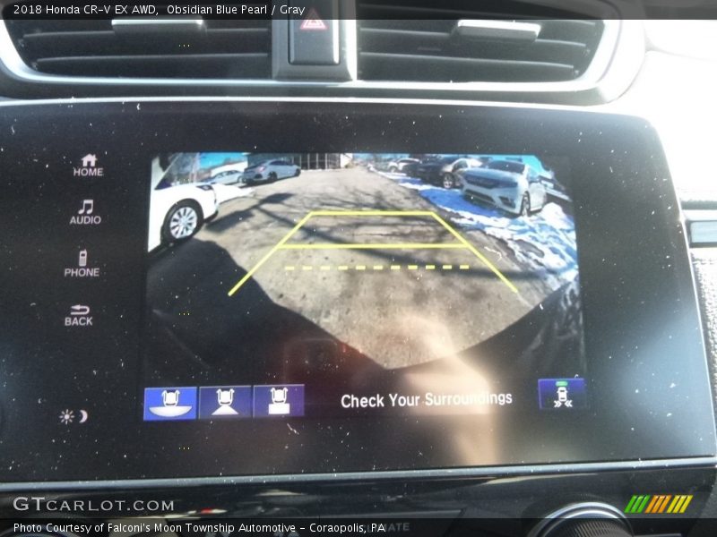 Obsidian Blue Pearl / Gray 2018 Honda CR-V EX AWD