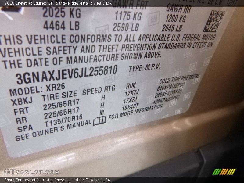 Sandy Ridge Metallic / Jet Black 2018 Chevrolet Equinox LT