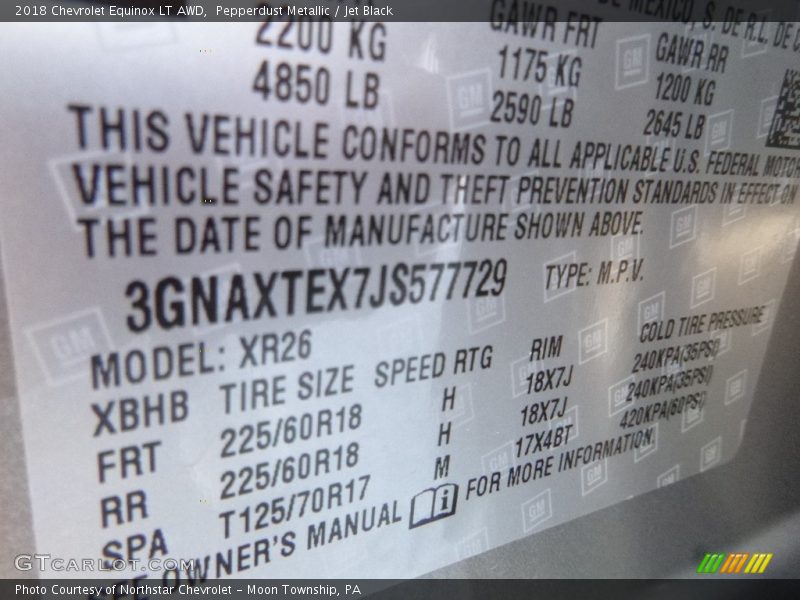 Pepperdust Metallic / Jet Black 2018 Chevrolet Equinox LT AWD