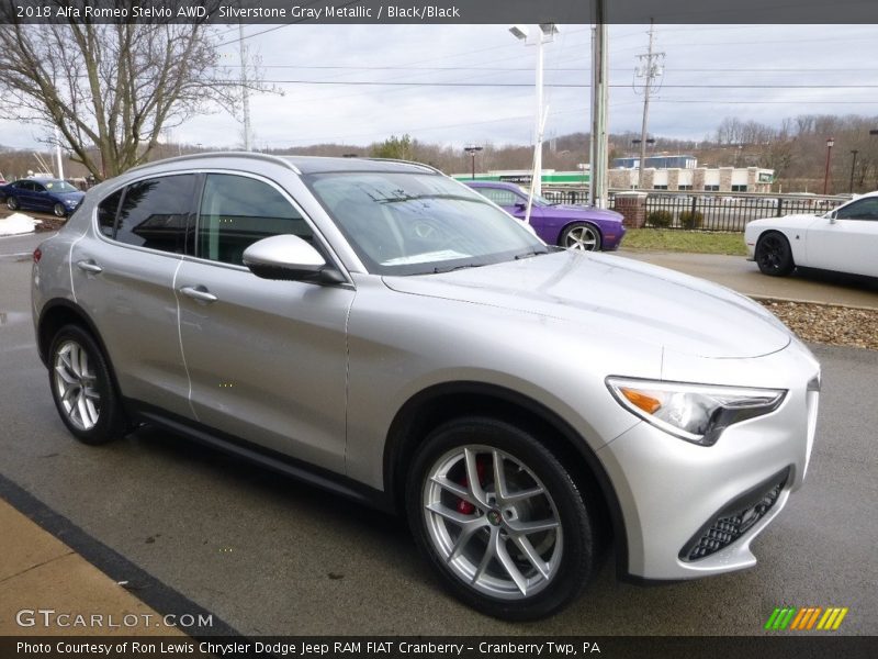 Silverstone Gray Metallic / Black/Black 2018 Alfa Romeo Stelvio AWD