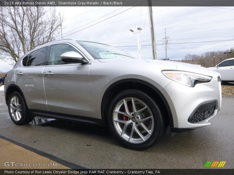 Silverstone Gray Metallic / Black/Black 2018 Alfa Romeo Stelvio AWD