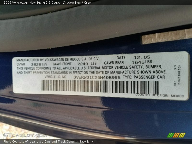 Shadow Blue / Grey 2006 Volkswagen New Beetle 2.5 Coupe