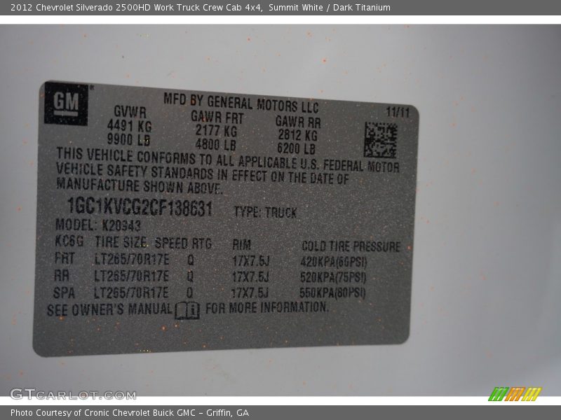 Summit White / Dark Titanium 2012 Chevrolet Silverado 2500HD Work Truck Crew Cab 4x4