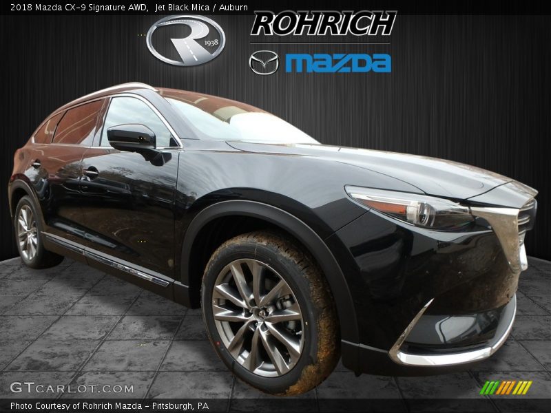 Jet Black Mica / Auburn 2018 Mazda CX-9 Signature AWD