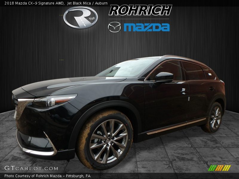 Jet Black Mica / Auburn 2018 Mazda CX-9 Signature AWD