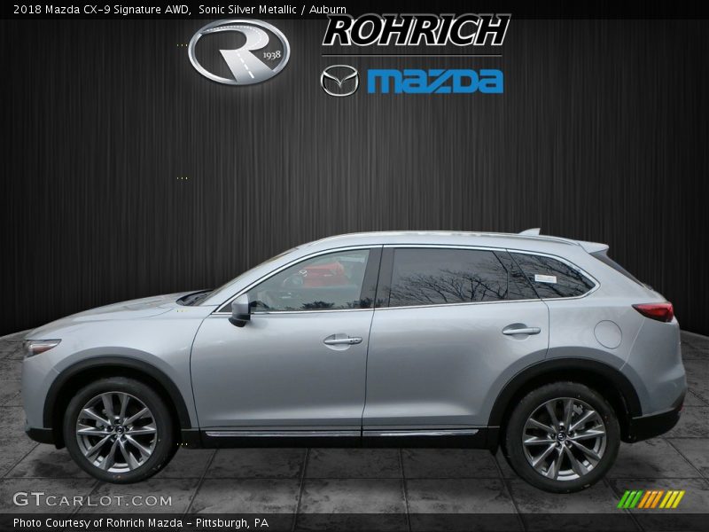 Sonic Silver Metallic / Auburn 2018 Mazda CX-9 Signature AWD