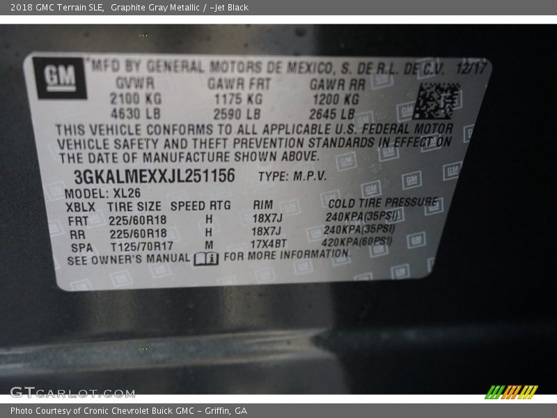 Graphite Gray Metallic / ­Jet Black 2018 GMC Terrain SLE
