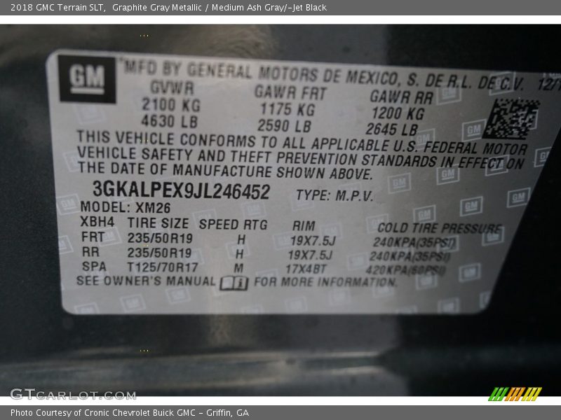 Graphite Gray Metallic / Medium Ash Gray/­Jet Black 2018 GMC Terrain SLT