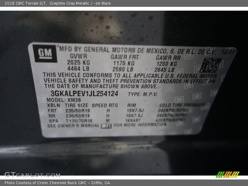 Graphite Gray Metallic / ­Jet Black 2018 GMC Terrain SLT