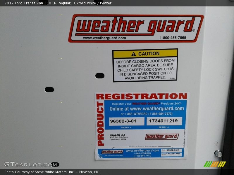 Info Tag of 2017 Transit Van 250 LR Regular