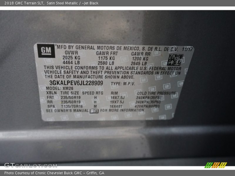 Satin Steel Metallic / ­Jet Black 2018 GMC Terrain SLT