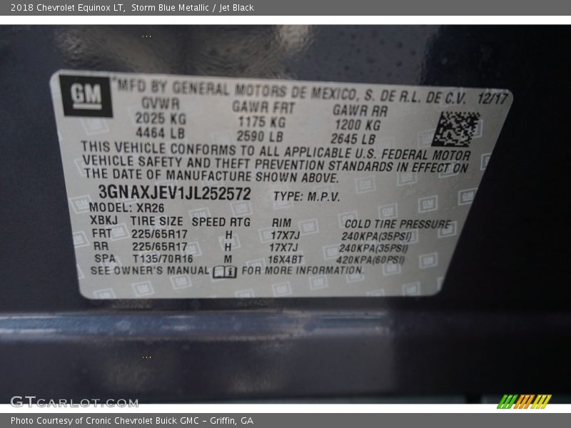 Storm Blue Metallic / Jet Black 2018 Chevrolet Equinox LT