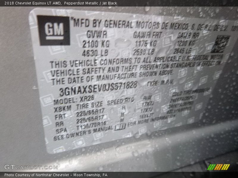 Pepperdust Metallic / Jet Black 2018 Chevrolet Equinox LT AWD