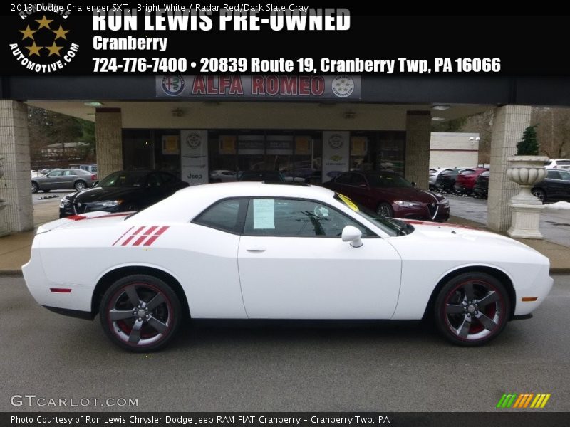 Bright White / Radar Red/Dark Slate Gray 2013 Dodge Challenger SXT