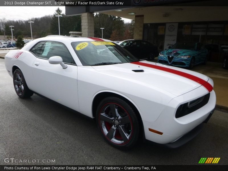 Bright White / Radar Red/Dark Slate Gray 2013 Dodge Challenger SXT