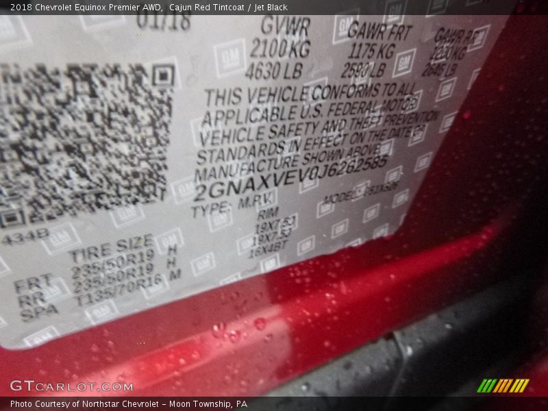 Cajun Red Tintcoat / Jet Black 2018 Chevrolet Equinox Premier AWD