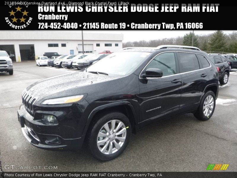 Diamond Black Crystal Pearl / Black 2018 Jeep Cherokee Overland 4x4