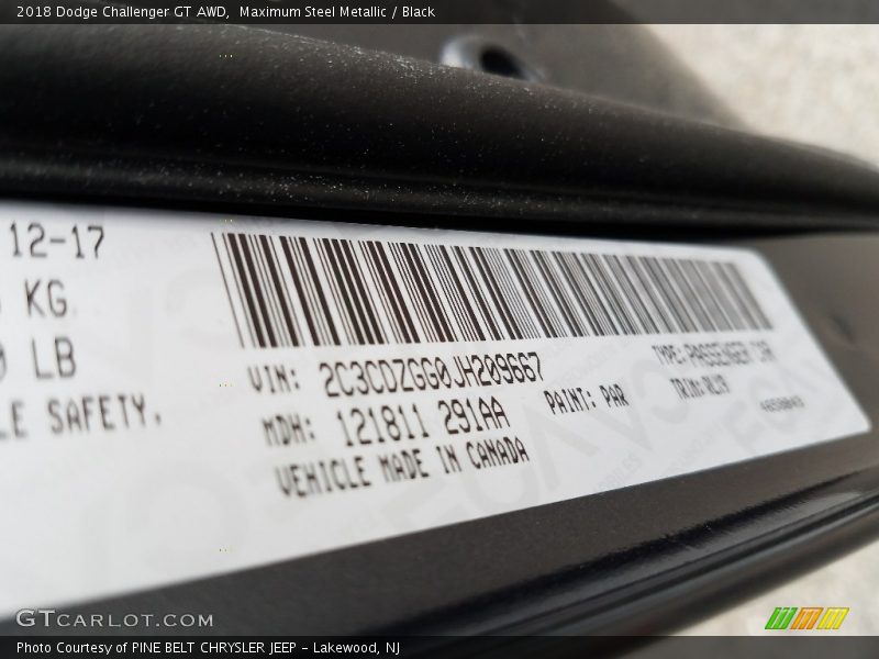 Maximum Steel Metallic / Black 2018 Dodge Challenger GT AWD
